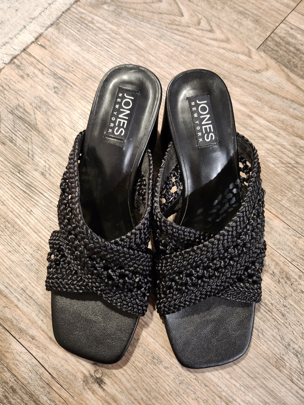 Jones New York Women's Black Braided Slide Sandals